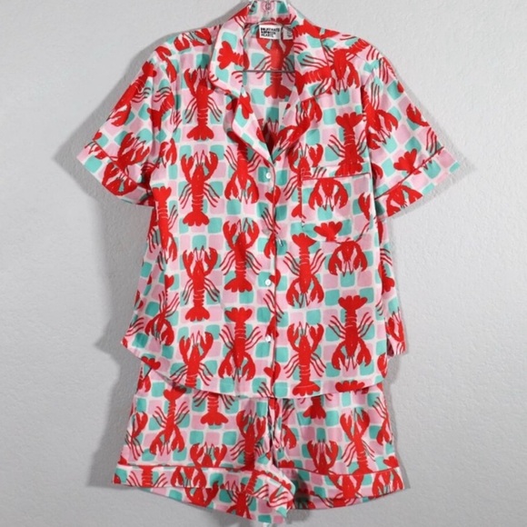 Bouffants & Broken Hearts Lobster Print 🦞 Pajama Set - Picture 1 of 10